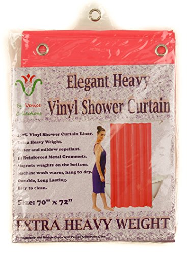 Venice Elegant Home Heavy Duty Vinyl Shower Curtain Liner with 12 Metal Grommets (Bright Pink) - color: Bright Pink