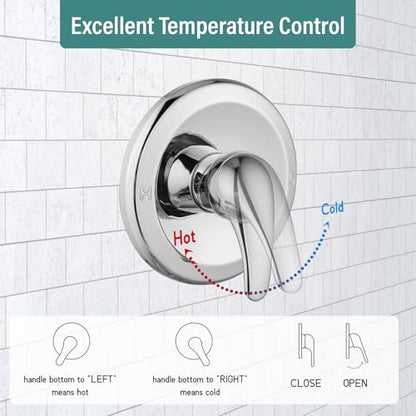 Magnetic Shower Faucet Set Dual 2 in 1 Shower System with Handheld Shower Spray 3-way Water Diverter Shower Trim Kit Rainfall Bathroom High Pressure 5 Setting without Tub Faucet Polish Chrome - color: Polish Chrome