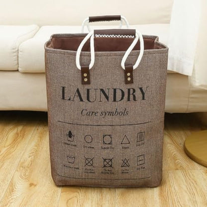 Small Laundry Basket, 50L Foldable Laundry Hamper Organizer with Handles, Fashion Portable Laundry Basket in Bedroom, Laundry Room, Closet, Bathroom, College Dorm (Brown) - color: Brown