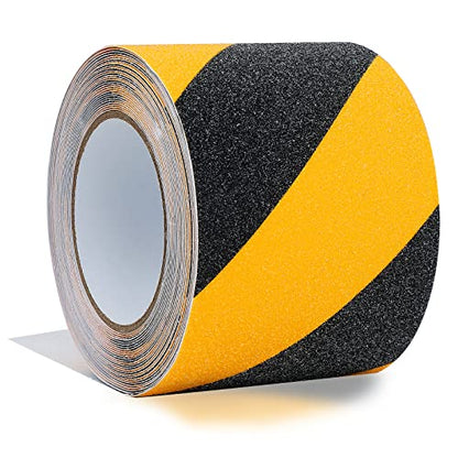 COSIMIXO 4" x 35Ft Black&Yellow Heavy Duty Anti Slip Tape for Stairs Outdoor/Indoor Waterproof Grip Tape Safety Non Skid Roll for Stair Steps Traction Tread Staircases Anti-Slip Strips… - size: 4" x 35Ft Black & Yellow