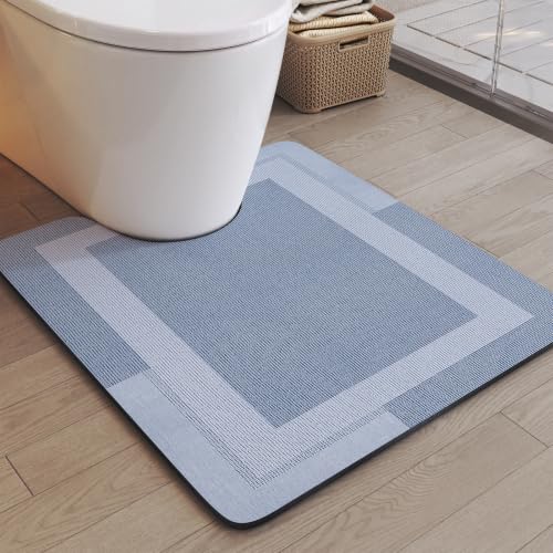 Toilet Rugs U Shaped Non Slip Bath Mat Toilet Mats for Bathroom | Non Slip Quick Dry Absorbent Ultra Thin Toilet Mats for Bathroom, Machine Washable Easy to Clean, Blue U Shape 20"x 24" - color: A- Blue, size: 20" x 24“ (U-shape)
