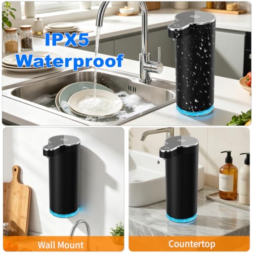 Automatic Liquid Soap Dispenser (Black Liquid Soap) | 12 oz/350ml Rechargeable, 4 Adjustable Liquid Levels, IPX5 Waterproof for Bathroom,Kitchen,Hotel - color: St-01 Liquid Black