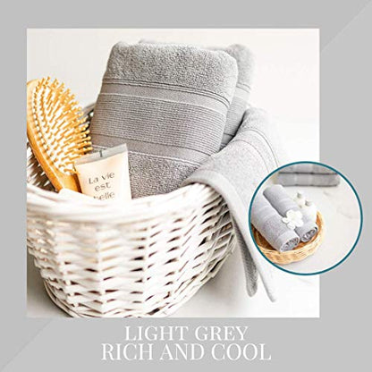 Luzia 8 Piece Bathroom Towel Set - 100% Turkish Cotton, Premium Quality - 2 Bath Towels 2 Hand Towels and 4 Washcloths (Light Grey) - color: Light Grey