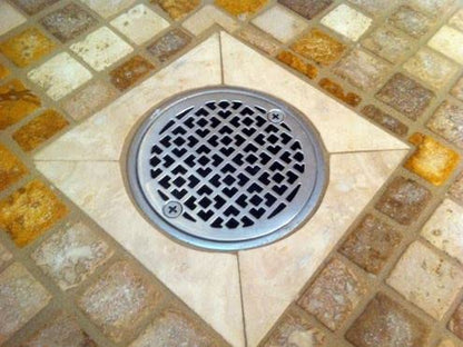3.25" Round Shower Drain Cover – Geometric Squares No.1 | Premium Replacement for Oatey & Sioux Chief | Modern Stainless Steel Bathroom Upgrade