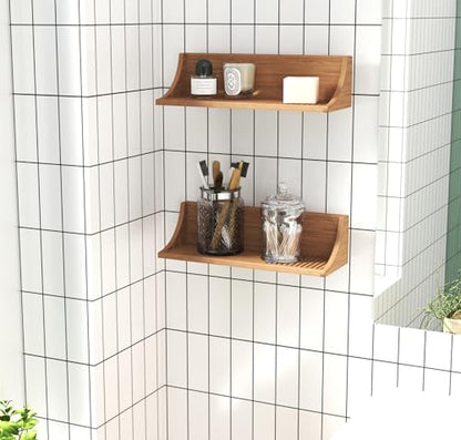 AquaTeak The Original Moa Straight Teak Shower Shelf | Durable, Water-Resistant Teak Construction, Indoor & Outdoor Use