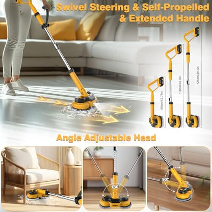 Cordless Electric Mop for Dewalt 20V Battery (NO Battery), 2 in 1 Spin Mop & Electric Floor Scrubber Machine with LED Light & Water Spray, 800 RPM Rotating Electric Mops for Floor