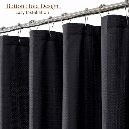 Aiyufeng Waterproof Fabric Shower Curtains for Bathroom，Dot Like Embossed Textured Soft Polyester Cloth Stall Shower Curtain，Hotel Luxury Quality Machine Washable，36Wx72L，Black - color: Black, size: 36"W x 72"L (Pack of 1)
