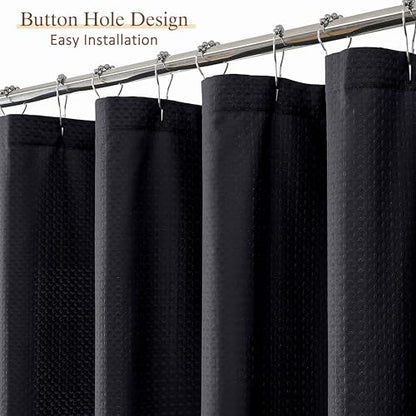 Aiyufeng Black Shower Curtains for Bathroom，Dot Like Embossed Textured Waterproof Fabric Shower Curtain，Hotel Luxury Quality & Soft Cloth，Machine Washable，72Wx78L - color: Black, size: 72"W x 78"L (Pack of 1)