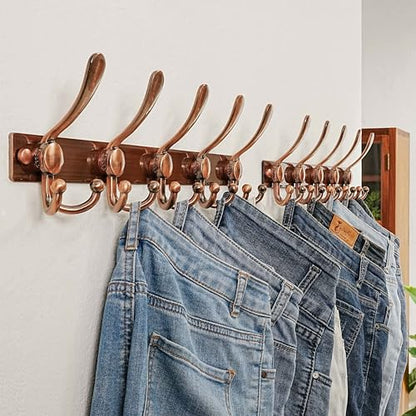 Coat Rack Wall Mount, Heavy Duty 12-Gauge Base vs Flimsy 1mm, Double-Thick Solid Anti-Snap Hooks, 16” Stud-Mount, Stainless Steel Hanger for Clothes Hat Entryway Closet Mudroom, Antique Copper - color: Antique Copper, size: L=17" (1pcs)