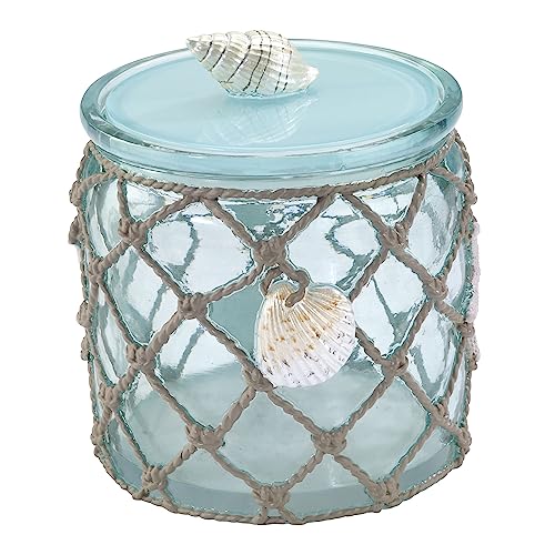 Avanti Linens - Covered Jar, Resin Countertop Organizer, Beach Inspired Bathroom Accessories (Seaglass Collection) - size: Jar