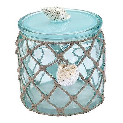 Avanti Linens - Covered Jar, Resin Countertop Organizer, Beach Inspired Bathroom Accessories (Seaglass Collection) - size: Jar