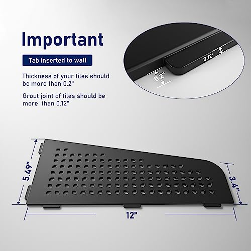 Corner Shower Shelf 12", 304 Stainless Steel Quadrilateral Shelf | Heavy Duty Recessed Bathroom Shelf, Matte Black - color: Black