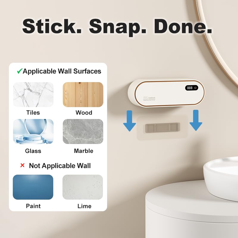 UV Toothbrush Sanitizer Holder for 4 | Wall Mounted Toothbrush Holder for Bathroom with Fan Drying | USB Rechargeable Toothbrush Cleaner & Sterilizer, No Drill Install, Modern Design (White) - color: White Ⅱ