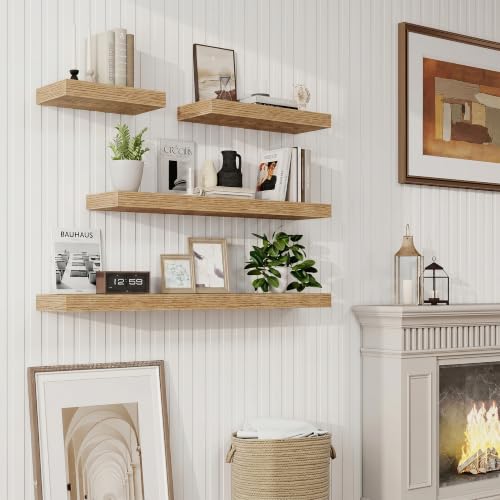 9.25in Depth 48in Floating Shelves, 48x9.25x1.4, Light Brown, Set of 2 | Long Wall Mounted Engineered Wood Shelves with Invisible Brackets for Living Room, Bedroom, Bathroom, Kitchen - color: Cedar Wood, size: 48x9.25x1.5in, 2 Packs