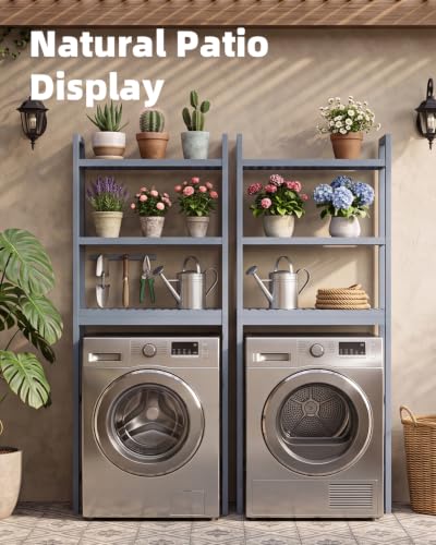 SMIBUY Bathroom Storage Shelf, Bamboo Over-The-Toilet Organizer Rack, Freestanding Toilet Space Saver with 3-Tier Adjustable Shelves (Grey) - color: Grey