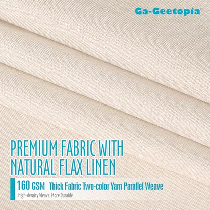 Ga-Geetopia Extra Long Linen Textured Shower Curtain Set with Hooks, Beige Boho Farmhouse Bath Shower Curtains for Bathroom Neutral Cloth, Hotel Luxury, Weighted, 72W x 80L, Cream - color: Linen | With Hooks, size: 72"W x 80"L (Pack of 1)