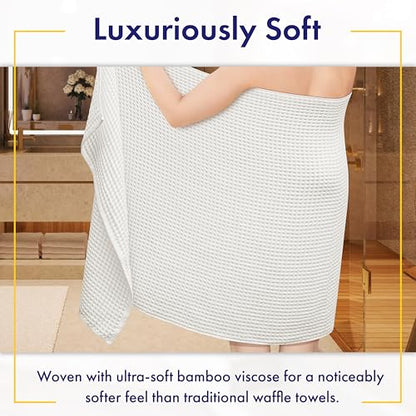 Alusa Home Ultra Soft Viscose from Bamboo Waffle Towels - Lightweight Bath Towel Set of 6 - Compact, Quick Dry & Lint Free (White) - color: White