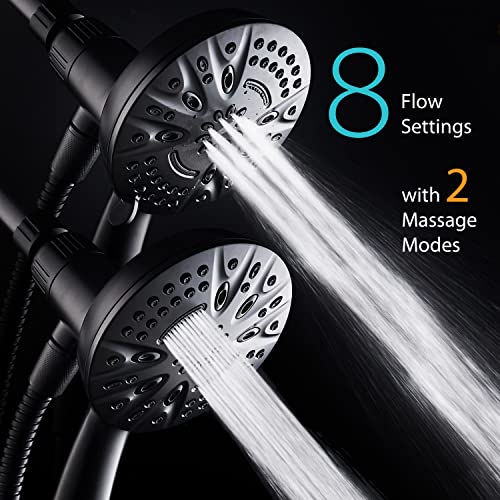AquaDance New Magnetic Docking 8-setting High Pressure Handheld Shower Head | Space-age Magnetic Guidance Bracket System, Giant 5-inch Face, Extra-long 72-inch Stainless Steel Hose - Black - color: Matte Black