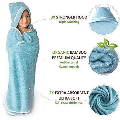 Premium Toddler Towels with Hood - Extra Soft Rayon from Bamboo Toddler Bath Towel (Blue) - color: Blue