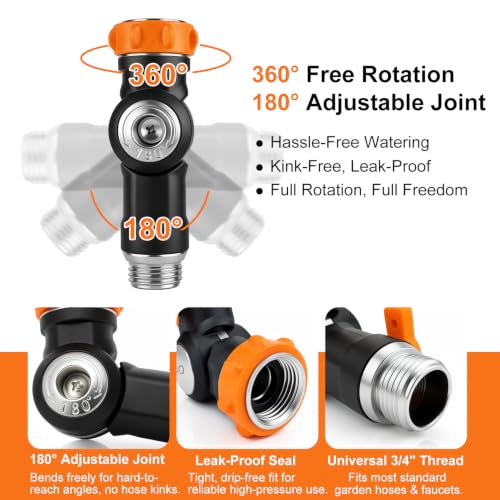 Omont Swivels 180° To 360° Garden Hose Connector Faucet Extender Metal Adjustable Water Hose Adapter Universal Water Hose Connector Fittings