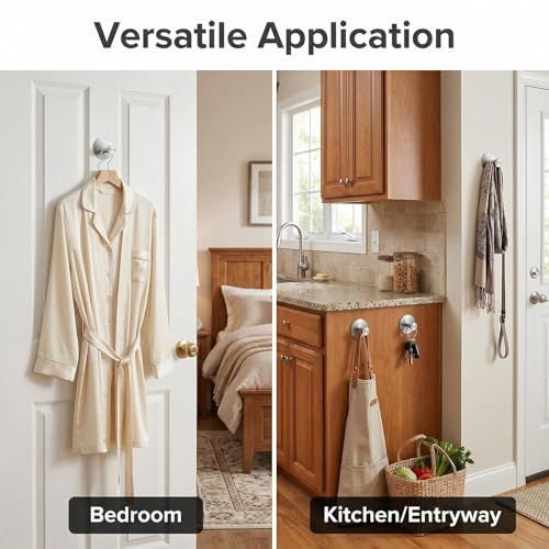 Towel Hooks for Bathroom (4 Pack) Adhesive Towel Hook Shower Hooks for Inside Shower - Sticky Bathroom Wall Hooks for Hanging Towels, Robe, Loofah, Bath Sponge (Style 2 - Silver) - color: Style 2 - Silver
