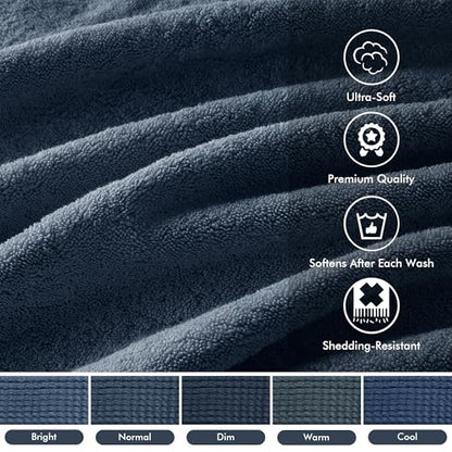 Madison Park 800GSM 100% Cotton Bathroom Bath Towel Set of 8, Blue | Long Staple, Highly Absorbent, Durable Hotel Spa Quality, Quick Dry, Double Stitched Hems, Lint Reducing, OEKO-TEX Certified - color: Slate Blue, size: Multi-Sizes
