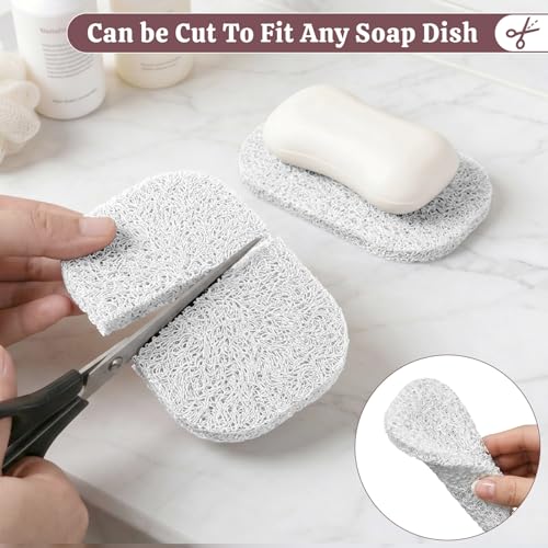 Soap Saver Pads for Bar Soap Holder, Non-Slip Reusable Soap Sponge Saver | 4 Pack Self-Draining Soap Dish Lifting Pad for Shower, Bathroom & Kitchen, Quick-Dry, BPA-Free, Easy to Clean White and Gray