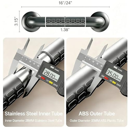 Shower Grab Bar Stainless Steel Anti-Slip Glow-in-the-Dark for Seniors | Two sizes 16/24 inch optional,330lbs load bearing,warm grip,scratch resistant,wall mounted with full install kits
