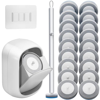 Ctime Disposable Toilet Brush Set with 18 Refills, Wall Mounted Wand Kit | Waterproof with Lid，Hands-Free Lid,New Wand Refills,One-Click Disposal,Pre-Loaded Cleaner,360° Rotating Head - size: 1 wand + 18 heads
