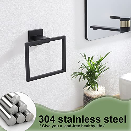 KOKOSIRI Hand Towel Ring Shower Towel Hanger 2PC Bath Towel Holder Bathroom Lavatory Stainless Steel Wall Mount 2 Pack, Matte Black, B3004BK-P2 - color: Matte Black, size: 2 Pack