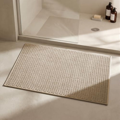 Triohero Bathroom Rugs Non Slip Washable, Super Absorbent Thin Bath Mat Quick Dry Low Pile Bathroom Rug, Beige 24x36 - color: Beige New, size: 24"x36"