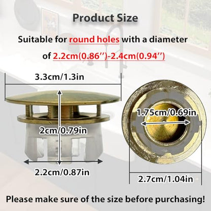 2 Pcs Sink Overflow Covers,2-Layer Sink Copper Over Flow Rings,Bathroom Basin Insert in Hole Round Caps Replacement Dual Layer Overflow Cover Rings for Sink,Bathroom,Kitchen(Gold) - color: Gold
