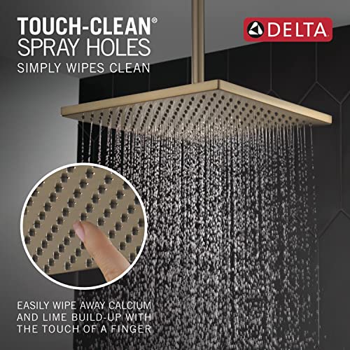 Delta Brushed Gold Square Rain Shower Head, 12 Inch Metal Large Shower Head Rainfall, Overhead Rain Showerhead, 2.5 GPM Flow Rate, Lumicoat Champagne Bronze 52159-CZ-PR25 - color: Champagne Bronze