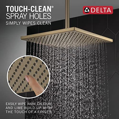 Delta Brushed Gold Square Rain Shower Head, 12 Inch Metal Large Shower Head Rainfall, Overhead Rain Showerhead, 2.5 GPM Flow Rate, Lumicoat Champagne Bronze 52159-CZ-PR25 - color: Champagne Bronze