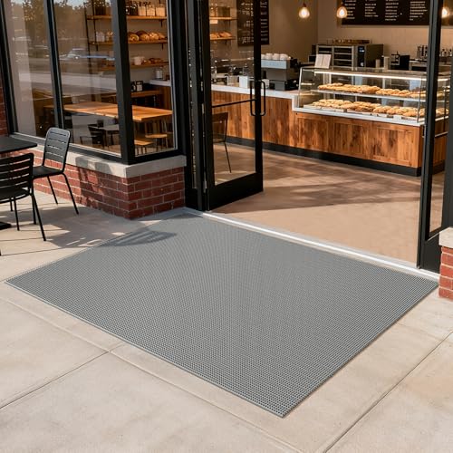 Front Door Mat Outside Entrance 36x59, Heavy Duty Non Slip, Outdoor Floor Mats Welcome Floor Doormat, Dirt Waterproof Exterior Entry Mats All Weather for Patio Entryway Kitchen Industral Bar Grey - color: Grey-c, size: 36''x59''