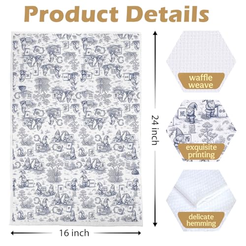 Gnomes Mahjong Kitchen Towels - Grandmillennial Mah Jong Gifts Decorative Waffle Dish Towels, Grandmillennial Gnomes Gifts Hand Towel, Chinoiserie Mahjong Tea Towel, 16×24 Inches - color: Mahjong- 34