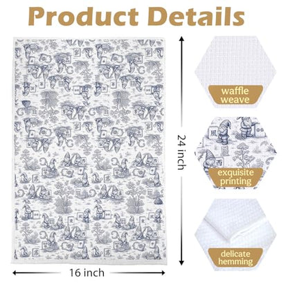 Gnomes Mahjong Kitchen Towels - Grandmillennial Mah Jong Gifts Decorative Waffle Dish Towels, Grandmillennial Gnomes Gifts Hand Towel, Chinoiserie Mahjong Tea Towel, 16×24 Inches - color: Mahjong- 34