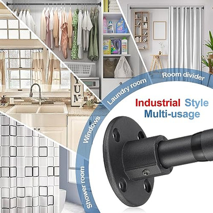 Heavy Duty Shower Rod - Industrial Shower Curtain Rod Wall Mounted for Bathroom,Closet,Room Divider,Outdoor Patio - 28 to 76"Adjustable Shower Pole - Matte Black - size: 29-76" (1 Pack)