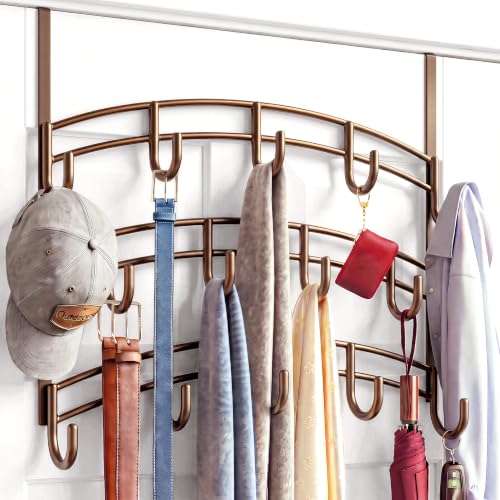 LYNK Professional® Home™ Over the Door Hooks - 14 Hook – Over the Door Coat Rack - Over the Door Hanger - Hanging Towels or Clothes - Bathroom, Bedroom, Laundry Room - Lifetime Ltd. Warranty, Bronze - color: Bronze, size: 14 Hooks Meridian