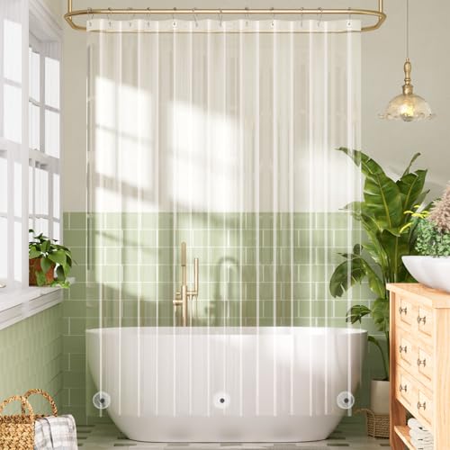 Bathway Shower Curtain Liner, Clear Shower Curtain Liner 72x90 PEVA Waterproof Shower Curtain Liner Plastic with 3 Magnets and 12 Rustproof Metal Grommets, Extra Long Shower Liner for Bathroom - color: 1a-clear, size: 72"W x 90"L (Pack of 1)