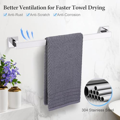 TURS Bathroom Accessories 4-Pieces Bathroom Hardware Set Polished Chrome Towel Bar Set Stainless Steel Towel Holder Set - color: Chrome, size: Set B
