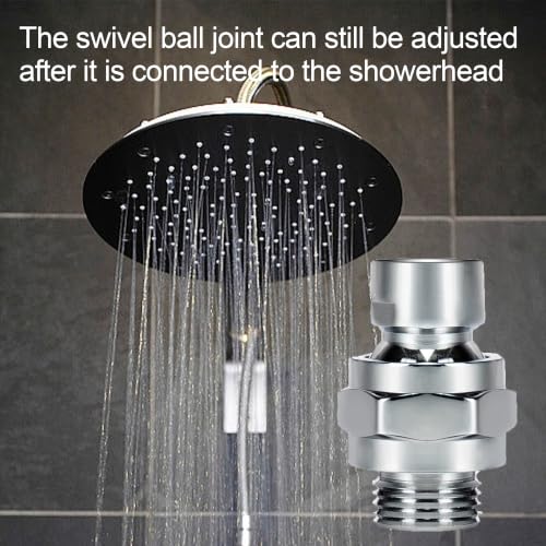 Shower Head Swivel Ball Adapter: Adjustable Pivot Ball to Adjust Showerhead Angle, Solid Brass Shower Arm Connector Extension Component (Gold) - color: Gold