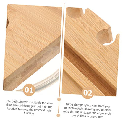 Bamboo Bathtub Shelf Tub Tray for Bathtub Expandable Adjustable Bathroom Accessory