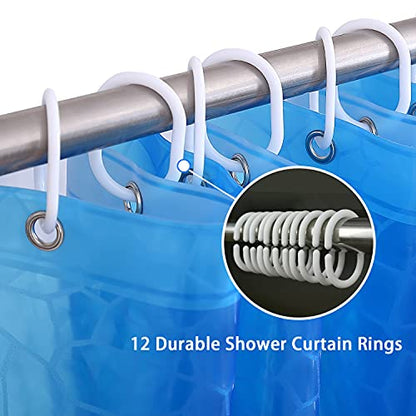 Bostofy Waterproof Shower Curtain Liner EVA Thick Shower Curtain with Heavy Duty 3 Bottom Magnets, Shower Liner for Shower Stall, Bathtubs, 3D Pebble Pattern, 72 x 78,12 Hooks - color: Blue Cube, size: 72"W x 78"L (Pack of 1)