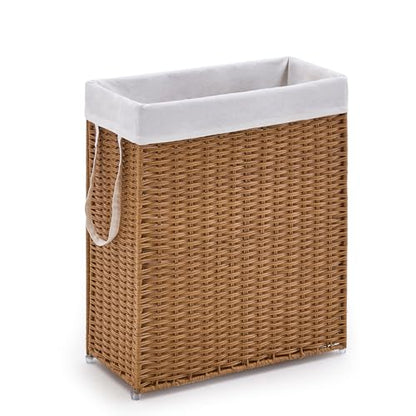 Slim Wicker Laundry Hamper, 75L Handwoven Rattan Basket with Handles, Narrow Laundry Basket with Removable Liner Bag & 2 Mesh Bags - color: Brown, size: 75L