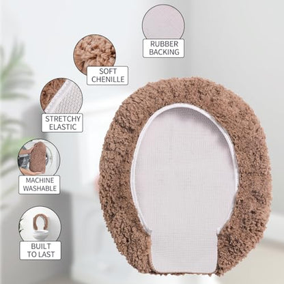 Soft Microfiber Toilet Lid Cover 17.5" x 15" Machine Washable | Solid Toilet Lid Cover Adjustable Rubber Backing Fits Only 18-19.5"L x 14-16"W Elongated Toilet Seat - color: Champagne