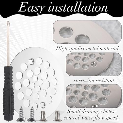 4-1/4” OD Shower Drain Cover Replacement Round Screw-in Floor Drain Screen Strainer with Screws