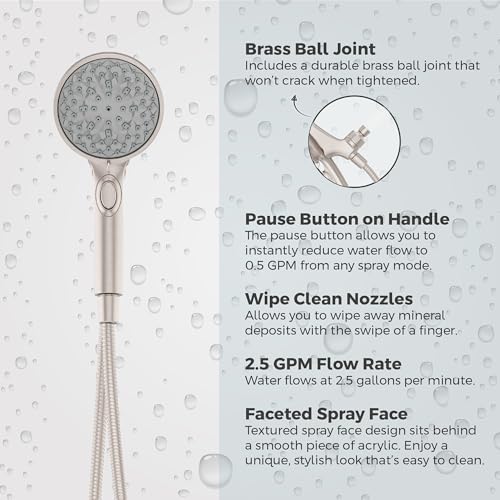 Pfister HydroFuse Handheld Shower Head with Magnetic Docking, 6-Function High Pressure Showerhead, 2.5 GPM Flow Rate, Spot Defense Brushed Nickel Finish 016HFM01GS - color: Spot Defense Brushed Nickel, size: 2.5 GPM