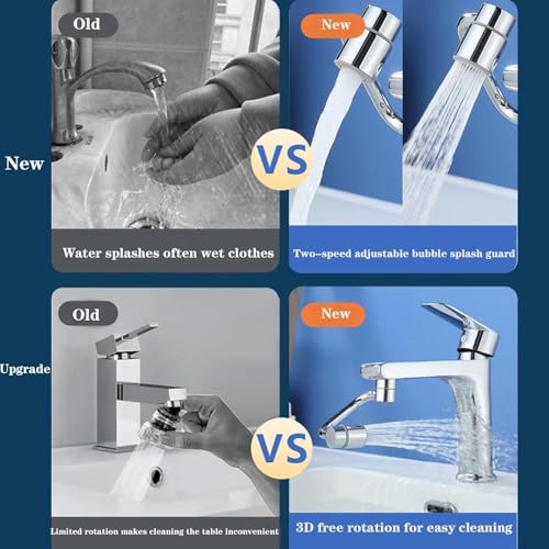 Universal Sink Faucet 1440° Rotatable Faucet Aerator Extension, U Shaped Faucet Extender, 360° Rotating Faucet Extender for Bathroom Sink/Kitchen, Sink Faucet Extender, 2 Modes Adjustable (2*Silver) - color: 2*Silver