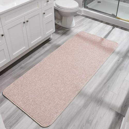 Bath Mat,Ultra Thin Bathroom Runner Rugs,Large Bath Mats for Bathroom,Quick Dry,Non-Slip,Machine Washable,Low Pile,Bath Rug,Shower Outside,Sink,Home Decor Accessories.Beige,1'5"x4'11"（17x59inch） - color: Beige, size: 1'5" X 4'11" (Runner)